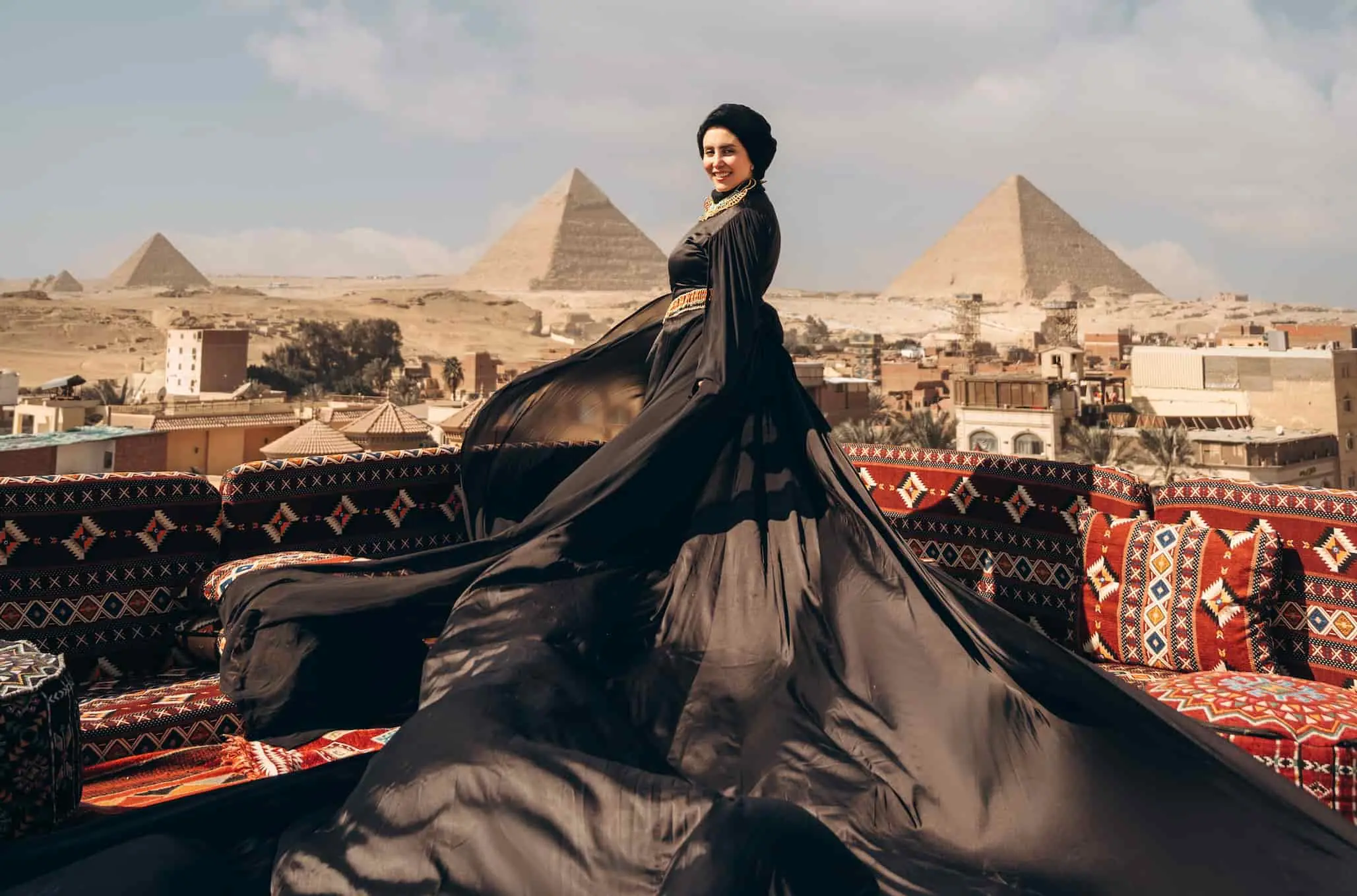 Flying Dress Photoshoot at the Pyramids